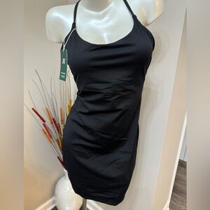 NWT Halara Patitoff Black Crisscross Padded Shelf Bra Bodycon Mini Dress Sz XL